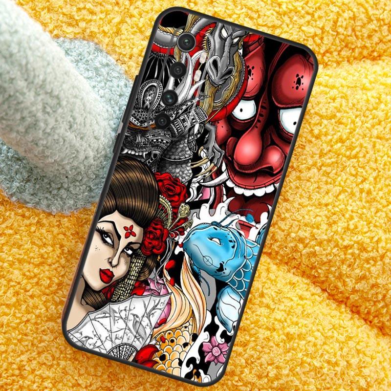 Japanese Oni Hannya Demon Mask Case For Xiaomi 15 Ultra 14 13T 14T 15T 17 Pro Max  Cover For POCO X7 Pro X5 X6 F5 F6 F7 F8