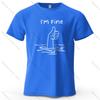 I'm Fine Funny Printed Men's T-shirt Oversized Simple Cartoon Graphic T-shirt for Women Tops T-shirt Streetwear