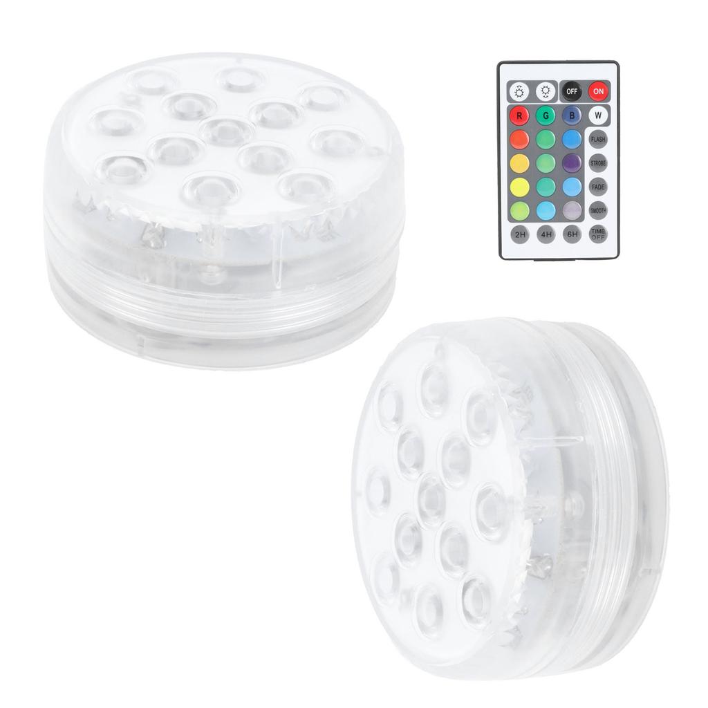 2PCS LED Pool Lamp 16 Color RGB Submersible Light with Magnet Suction Cup for Fish Tank Fountain