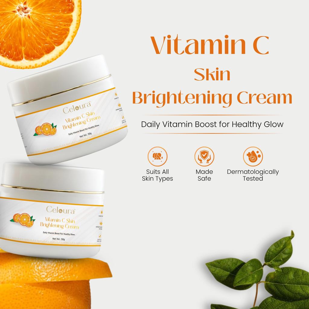 Vitamin C Face Cream | Deeply Hydrating Moisturizer for Dull Skin | Reduces Dark Spots & Pigmentation | Natural Glow Restoring Formula