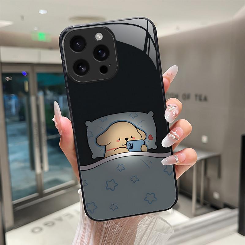 Für iPhone 16 15 Pro Max Plus 16E SE 2025 Gehärtetes Glas Handyhülle Coole Cartoon Tiger Drache Kameraschutz Harte Rückseite