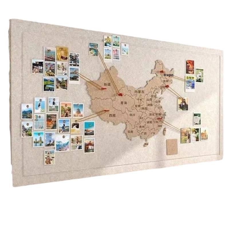 World Map Wall Sticker with Travel Photo and Footprint Markers - Guest Decorative Board