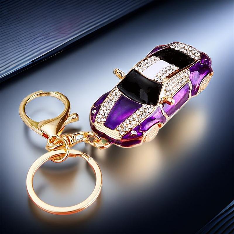 Full Rhinestone Crystal Car Shape Design Keychains For Women's Bags Decoration Bag Charm