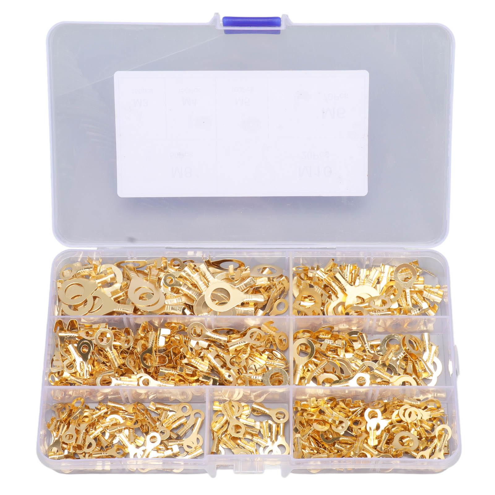 

540PCS Brass Wire Lugs Assortment Set Electric Cable Ring Lugs with Storage Box M3 M4 M5 M6 M8 M10