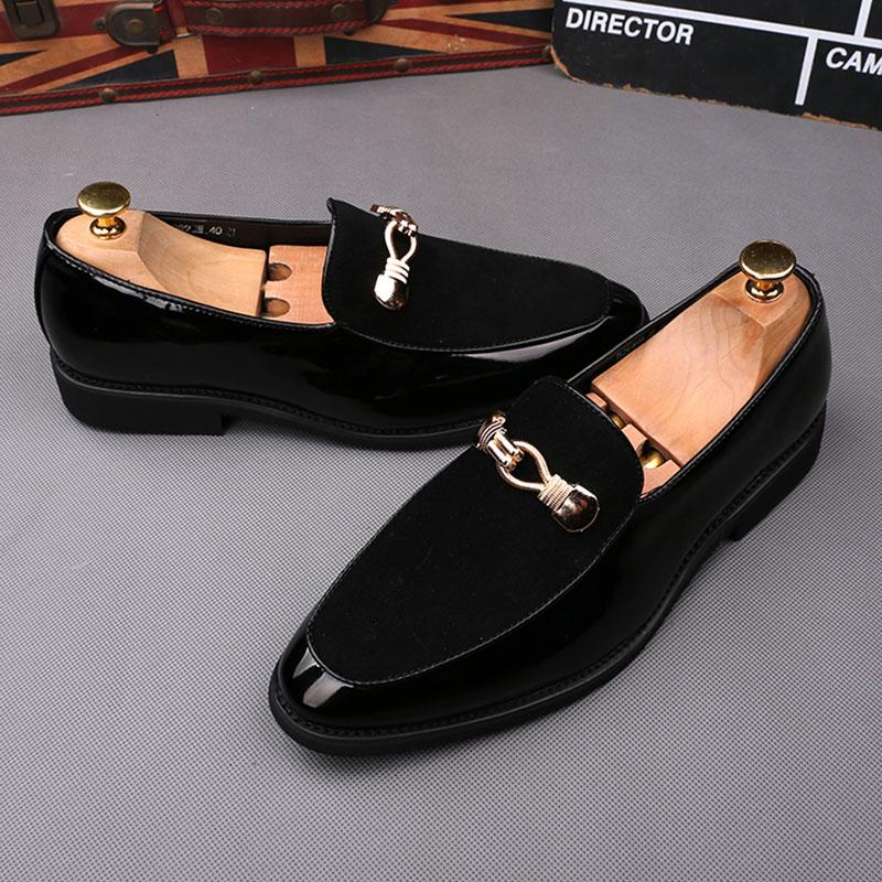 Luxury Men Suede Patchwork Metal Buckle Casual Shoes Male Lace Up Flats Brogues Homecoming Wedding Dress Prom Zapatillas Hombre
