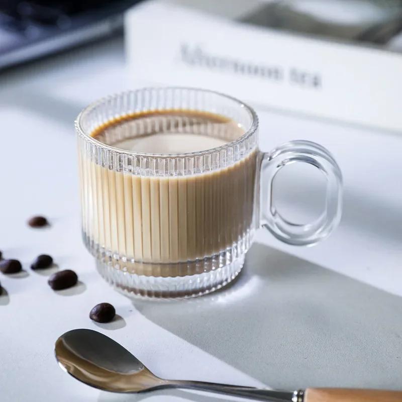 High End American Style Coffee Cups Light Luxury Afternoon Tea Glass Coffee Cup Home Breakfast Oat Yogurt Cup