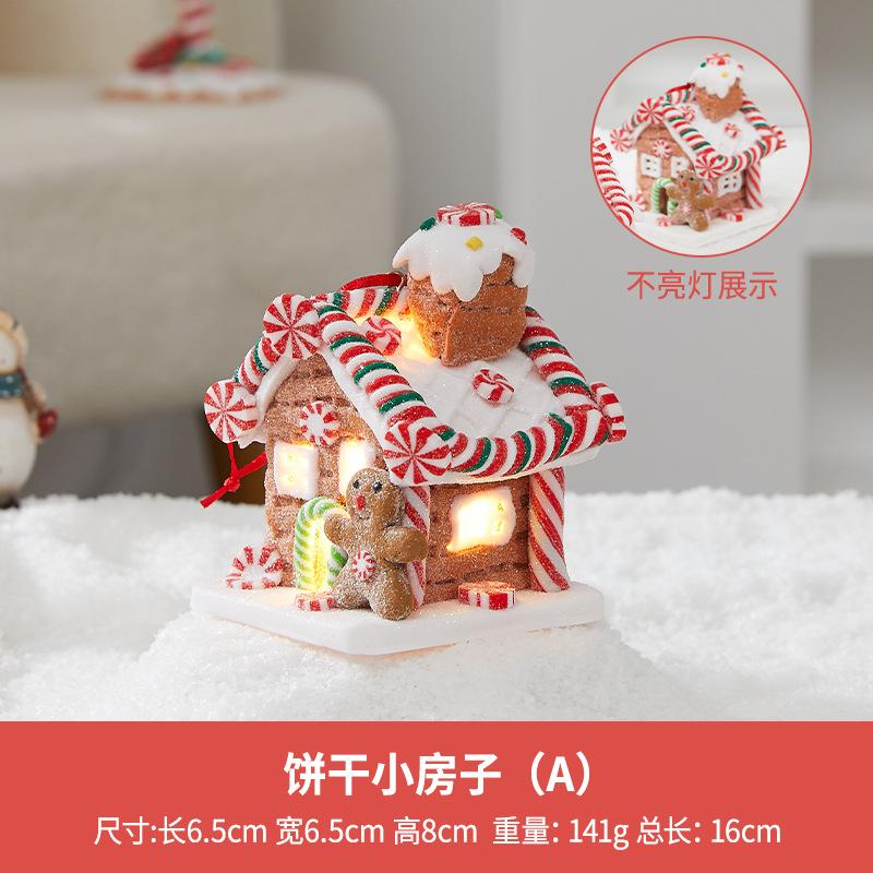 Gingerbread House Tree Topper Light Up Mini Gingerbread House Ornaments Soft Clay Fairy Tale Candy House For Christmas Tree