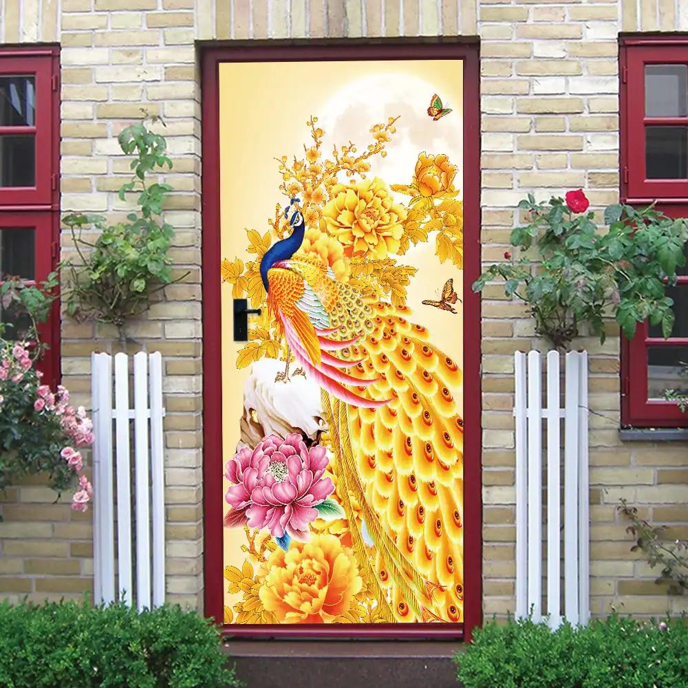 Retro Themed Kitchen Decoration PVC Door Sticker - a Festive Door Decoration That Can Be Easily Removed, Suitable for Kitchen, Guest Room