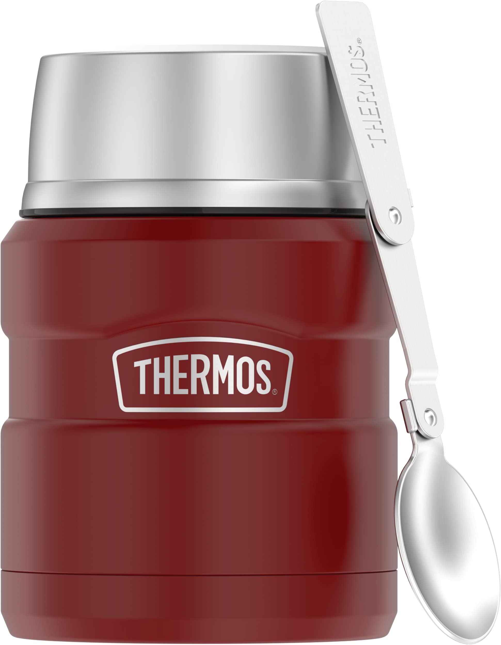 

THERMOS Stainless King Вакуумный термос для еды с ложкой, 16 унций, Рустикальный красный