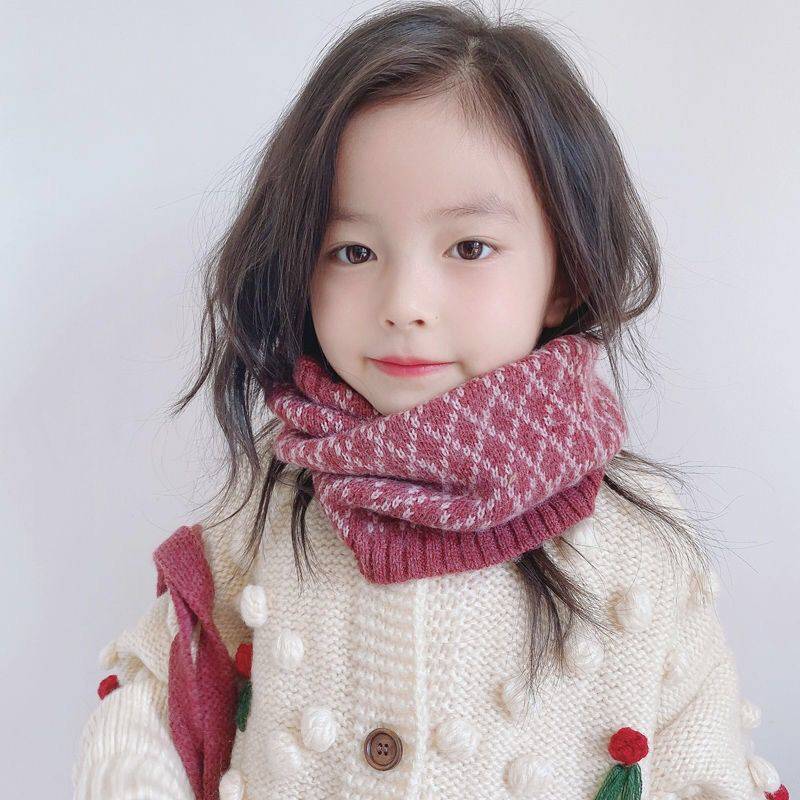Kids Winter Knitted Snood Scarf Soft Cotton Acrylic Neck Warmer for Toddler Boys Girls Snow Protection