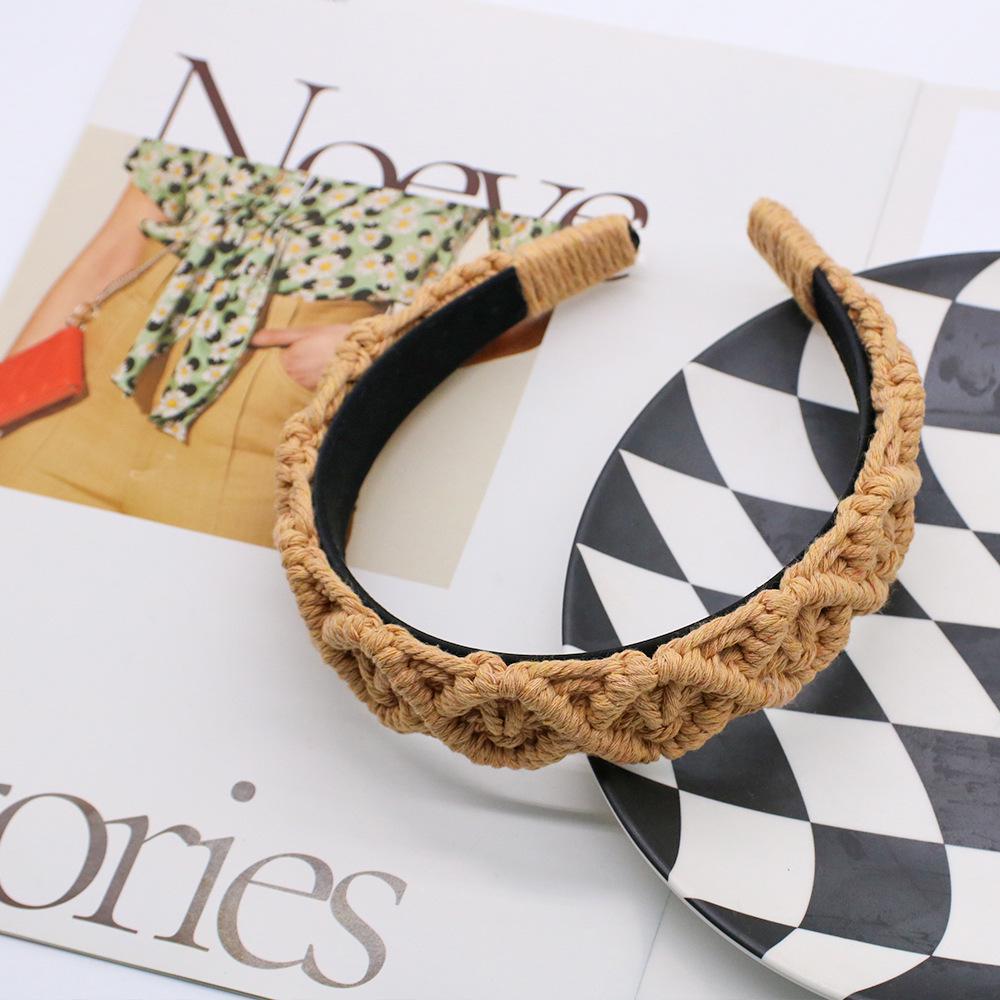 

Скандинавская повязка на голову, сплетенная вручную из хлопковой веревки - Винтажные повседневные аксессуары для волос