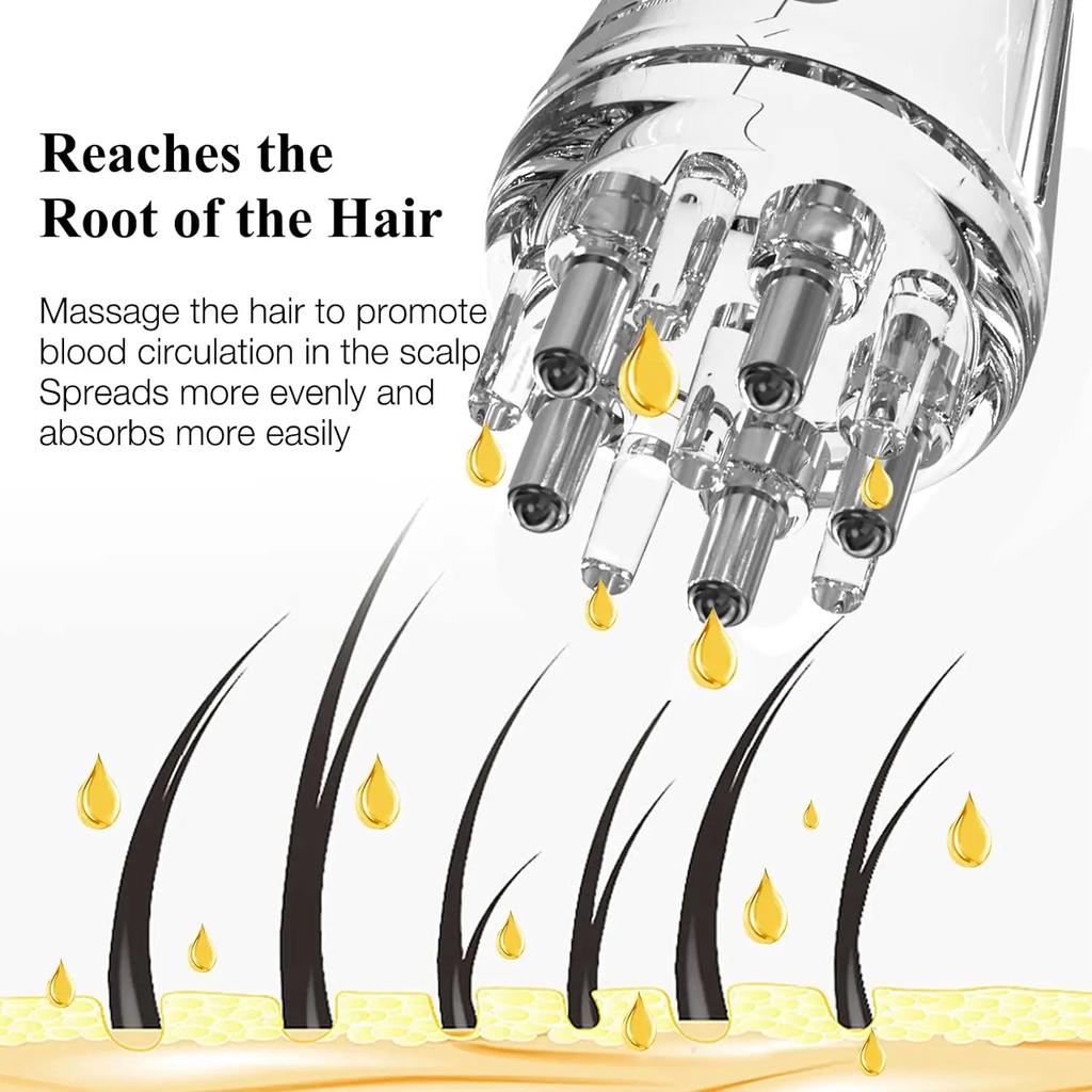 Scalp Care Liquid Comb Roller Ball Hair Strengthening Liquid Dispenser Comb Massage Comb Hair Growth Essential Oil Applicator