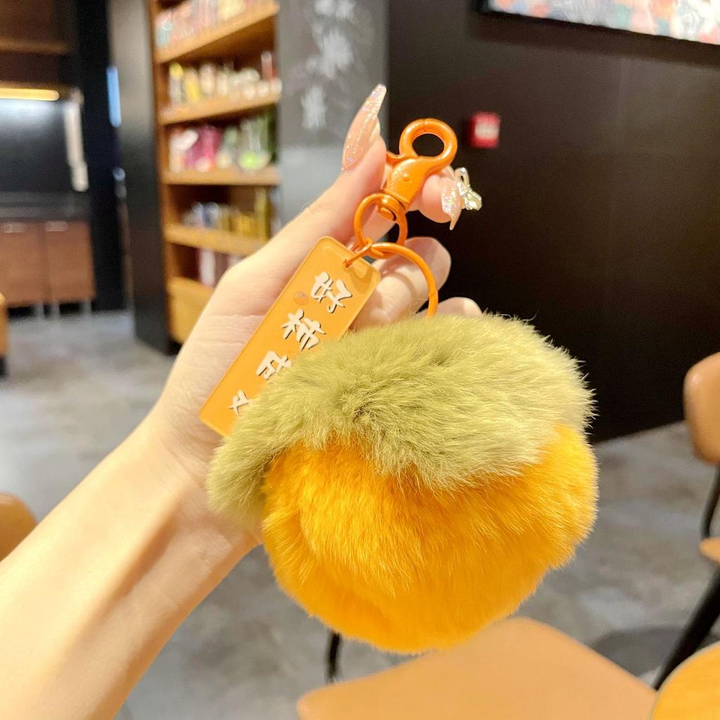 Real Rex Rabbit Hair Good Persimmon Happens Small Persimmon Pendant Everything Ruyi Persimmon Ruyi Plush Bag Pendant Keychain