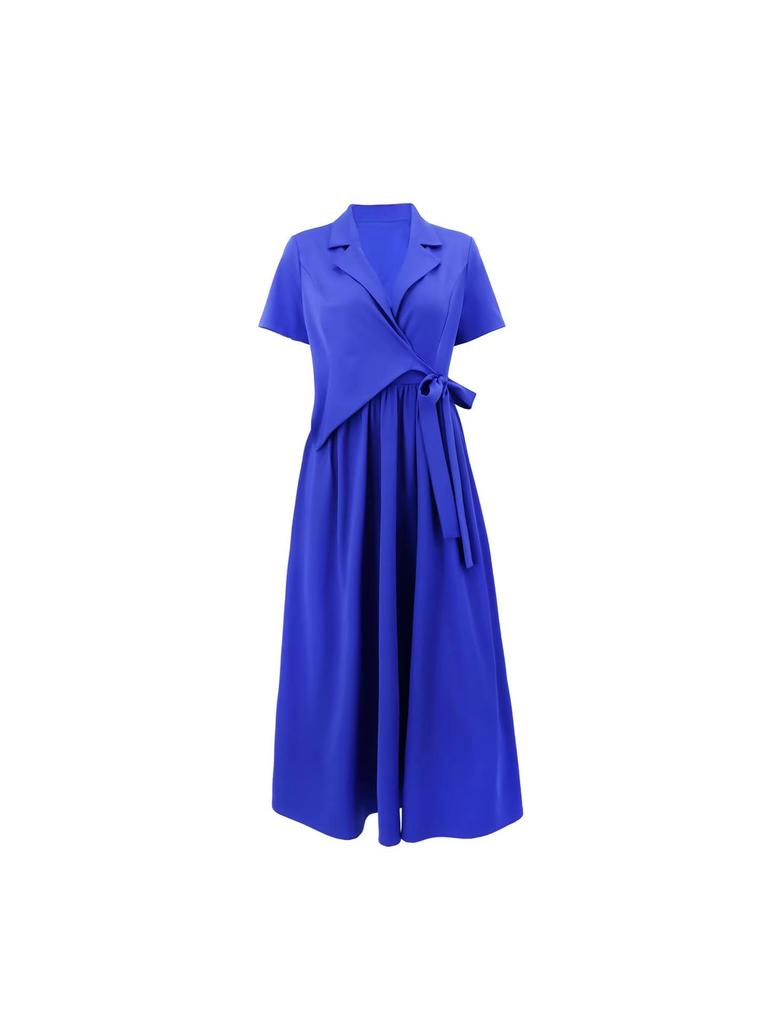 Women's Casual Elegant Slim A-line Dress - Short-Sleeved, Lapel Design