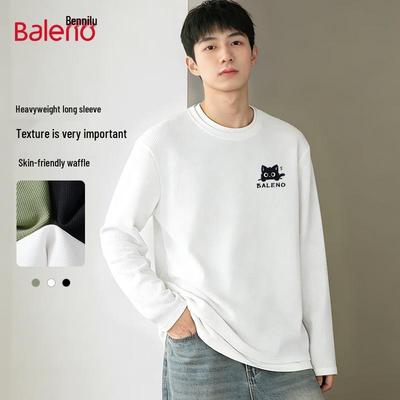 Baleno Men's Waffle Knit Long Sleeve Round Neck T-shirt