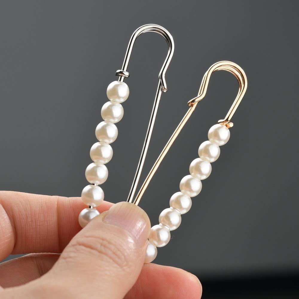 Simple Imitation Pearl Beaded Brooch for Women's Classic Casual Jewelry Clothing Accessories