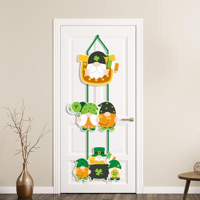 Door Sign St. Patrick's Day Ornament with Lanyard Creative Shape Classic Color Shamrock Hanging Pendant Wall Art Decor