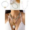 Bohemian Turquoise Shell Pendant Necklace With Stainless Steel Chain For Summer Vacation Style
