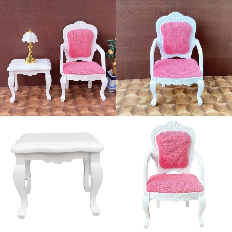 1/12 Doll House Miniature Furniture Model Armchair Table For Parent Kids Interactive Pretend Play Craft Model Scene Props