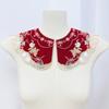 Delicate Woman Girl False Collar Elegant Cloud Shoulder Lace Shawl Chinese Style Shirt Sweater Embroidered False Collar