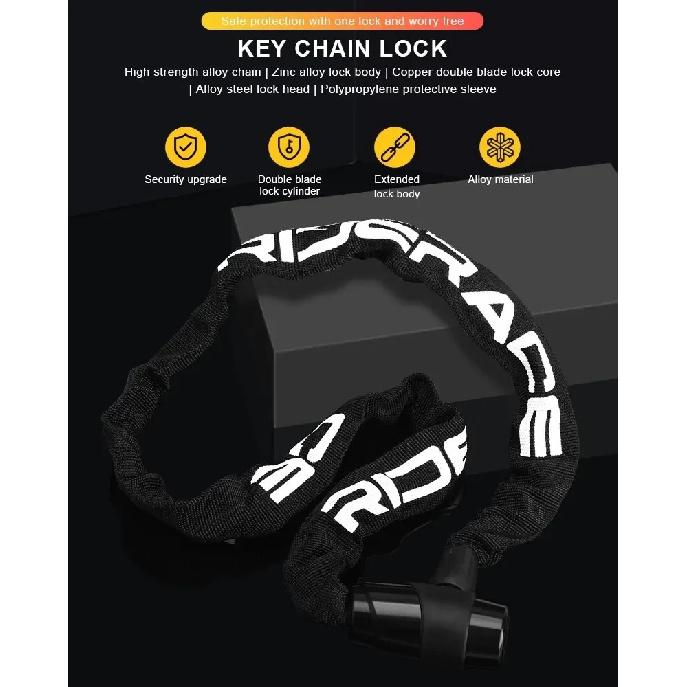 RIDERACE High-Security Bike Chain Lock - Durable Anti-Cut Lock for MTB, E-Bikes & Scooters
