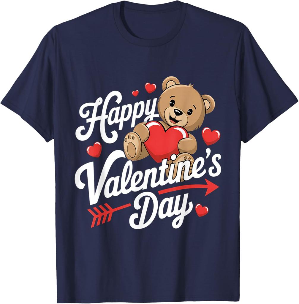2026 New Happy Valentines Day Shirts Valentine TShirt Mens and Womens Pure Cotton TShirt Fashion Casual Couples Clothing