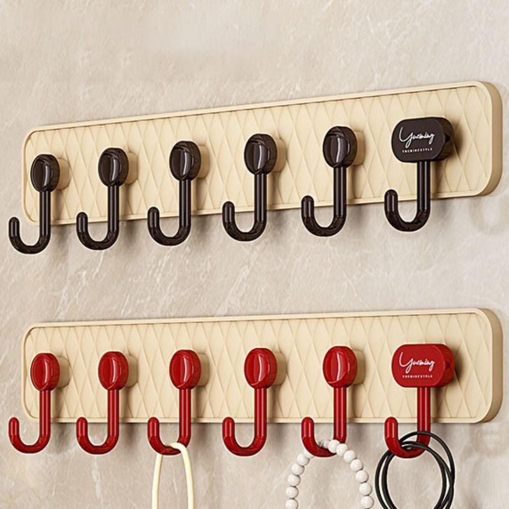 6 Hooks Sundries Storage Hook Wall Mount Hanging Coat Rack Suction Cup Clothing Hook  Shower Room