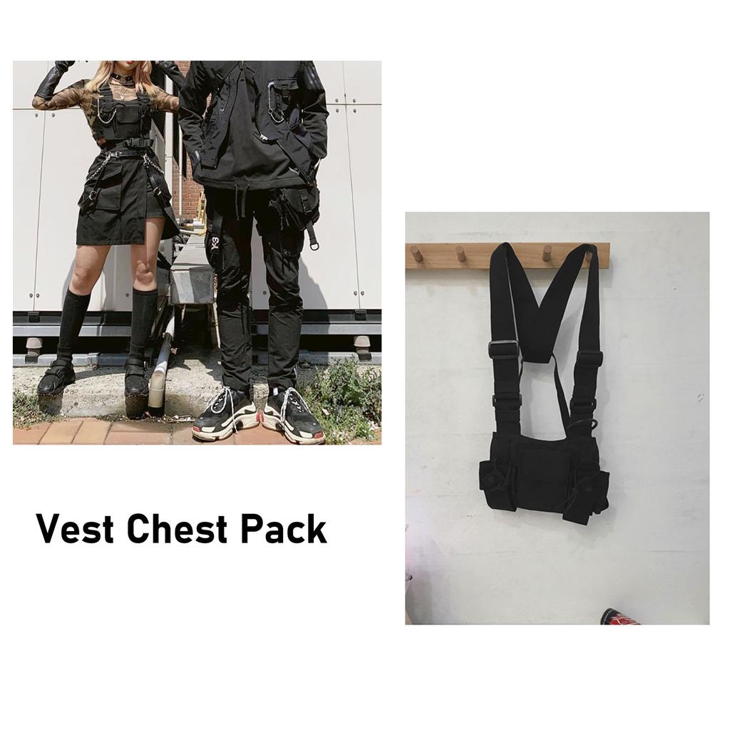 Multifunctional Chest Pack Front Chest Backpack Running Vest Bag for Men and Women Black