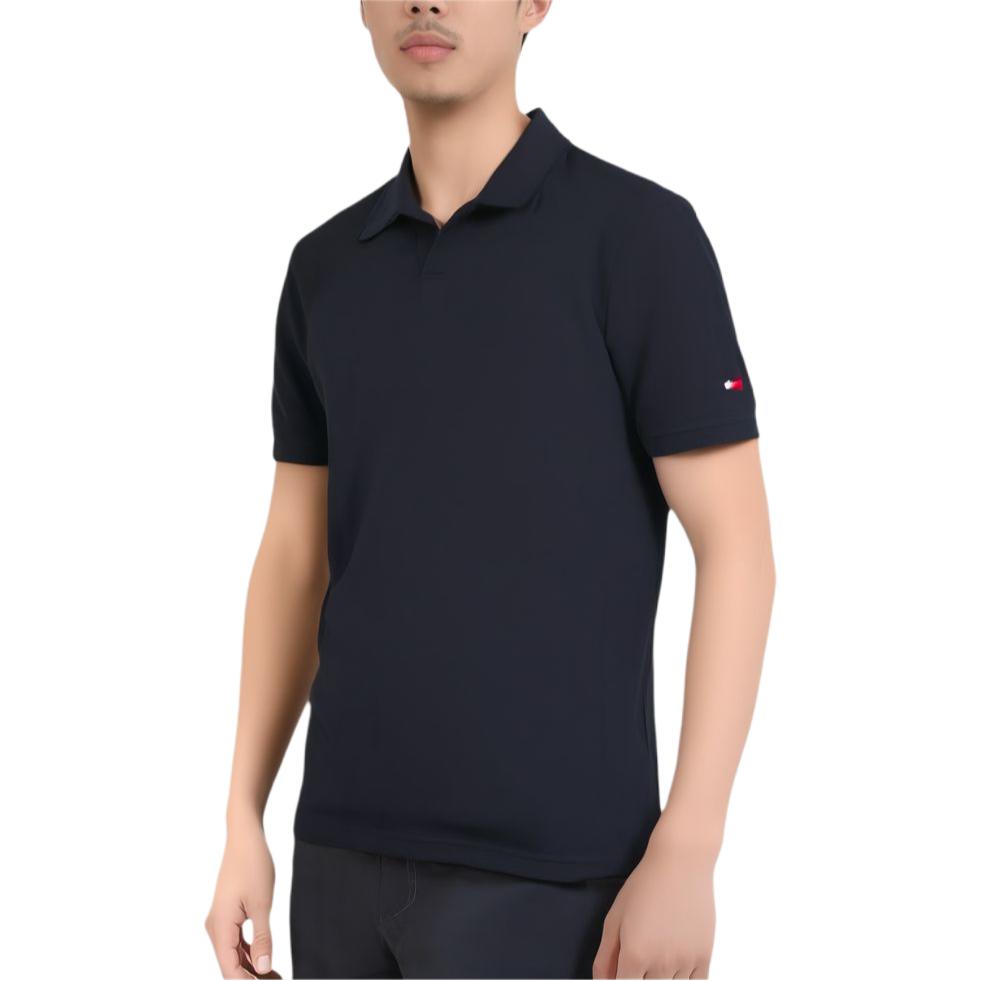 Tommy Hilfiger Classic Versatile Retro Logo Comfortable Solid Color Short Sleeve Polo Shirt Men Tops Dark-Blue 78JB181-410