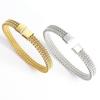 Luxury Titanium Steel Gold-Plated Woven Bracelet in European & American Style