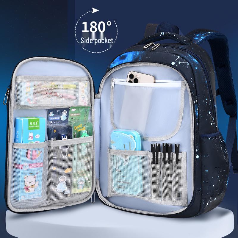 Starry Sky Backpack for Boys, Grades 1-6: Spine Protection, Lightweight & Splashproof