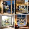 Removable Window Film for Home Russian New Year Sheep Cling 2027 PVC Static Sticker with Scratch Resistant Bathroom Decals Tree and Snowflake