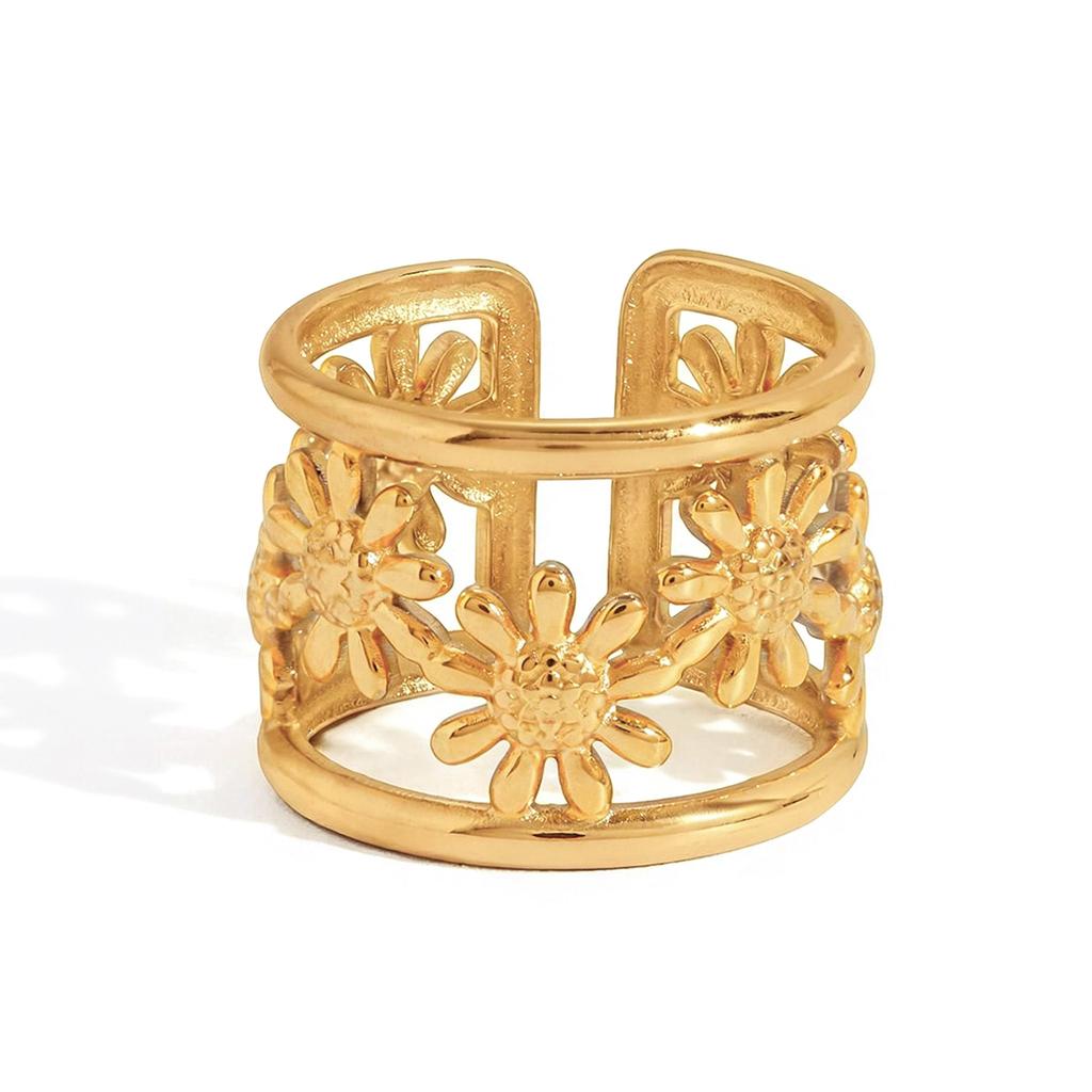 Yori Gold Silver Two-Tone Openwork Daisy Flower Bracelet Bangle Waterproof High Quality Daily Jewelry New Gift 2026