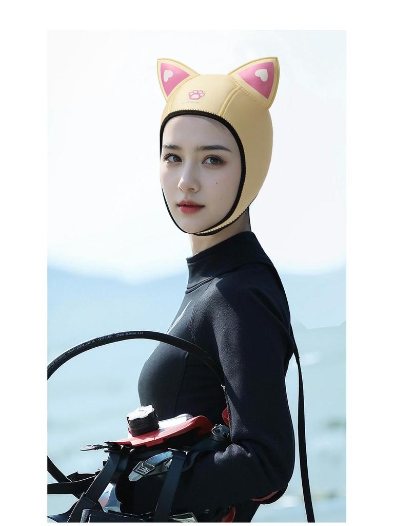 Women's Sun Protection Swim Cap: Adjustable Elastic Fit for Outdoor Surfing, Drifting, and Seaside Activities.