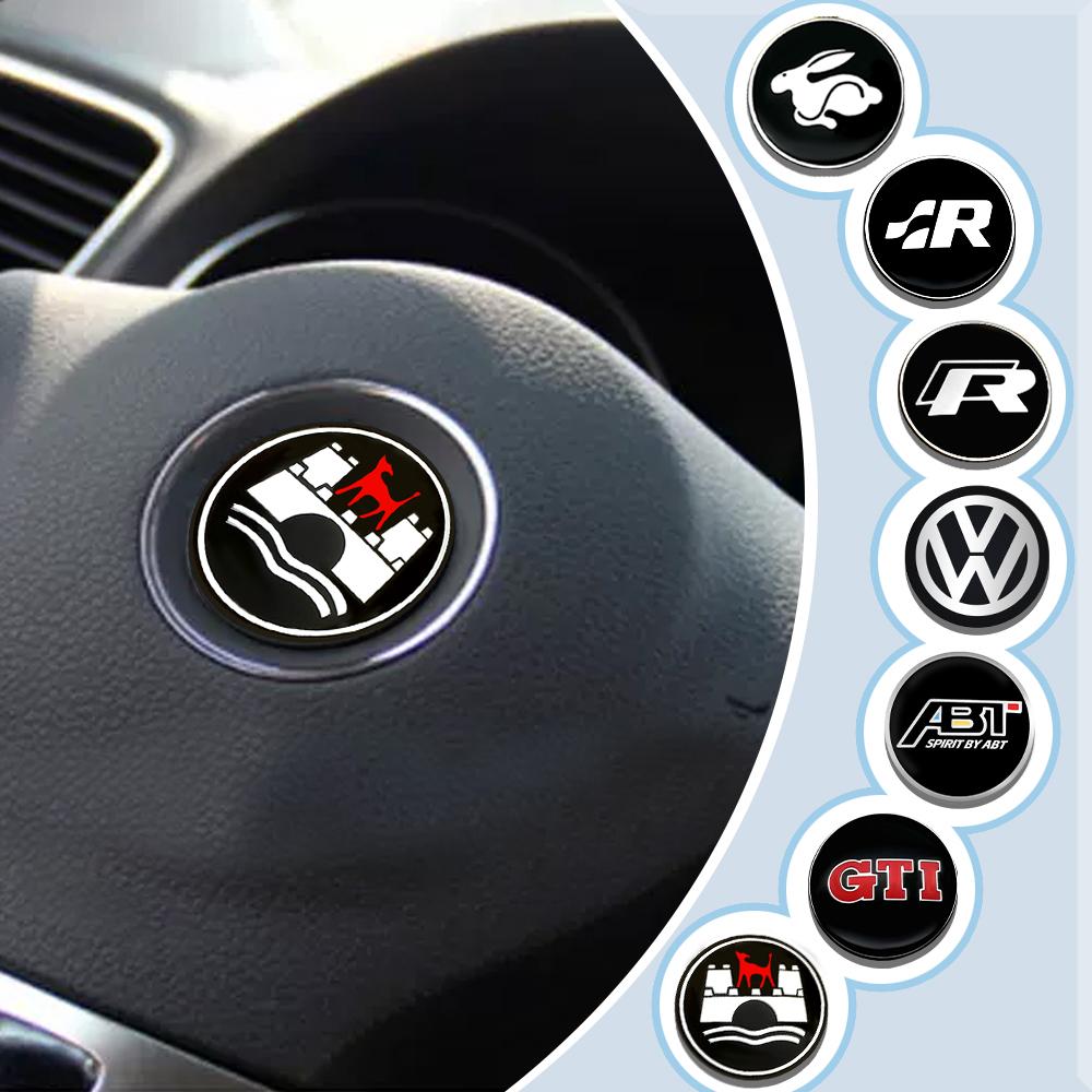 3D hliníkový odznak Středové logo na volantu auta Samolepka Krytka ventilku pro Volkswagen VW GTI R Tiguan B7 Golf MK7 Beetle Touran