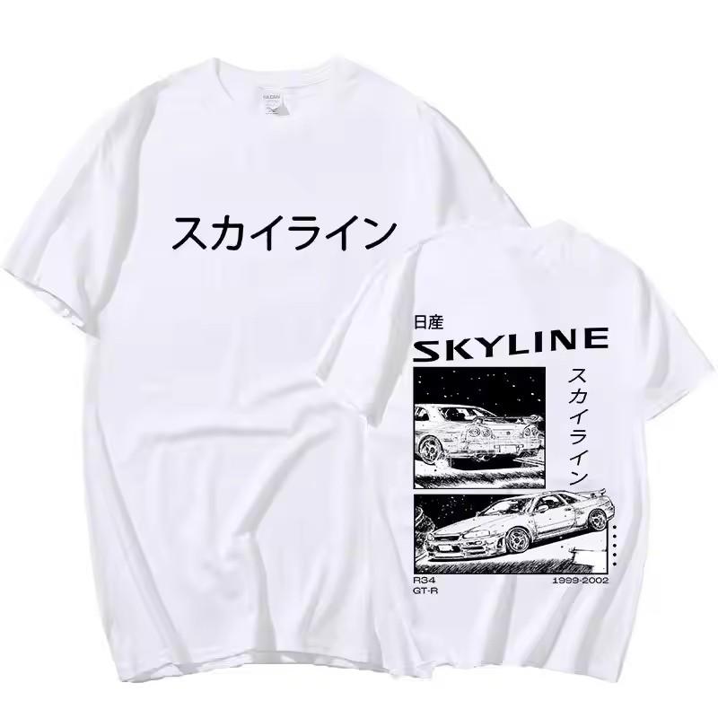 

Men s T-Shirt Drift Japan Anime AE86 Inifirst D Summer Casual High Quality Cotton T-Shirt Unisex R34 Skyline JDM Print T Shirts S