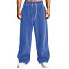 Pantalones de pana para hombre de cintura alta con bolsillos de corte holgado pierna recta ancha color casual