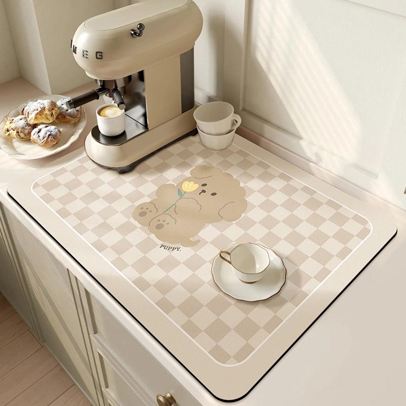 Cartoon Diatom Mud Kitchen Mat - Anti-Scald, Heat Insulation, Quick-Dry, Oil-Proof, Waterproof, Water-Absorbing Table Mat.