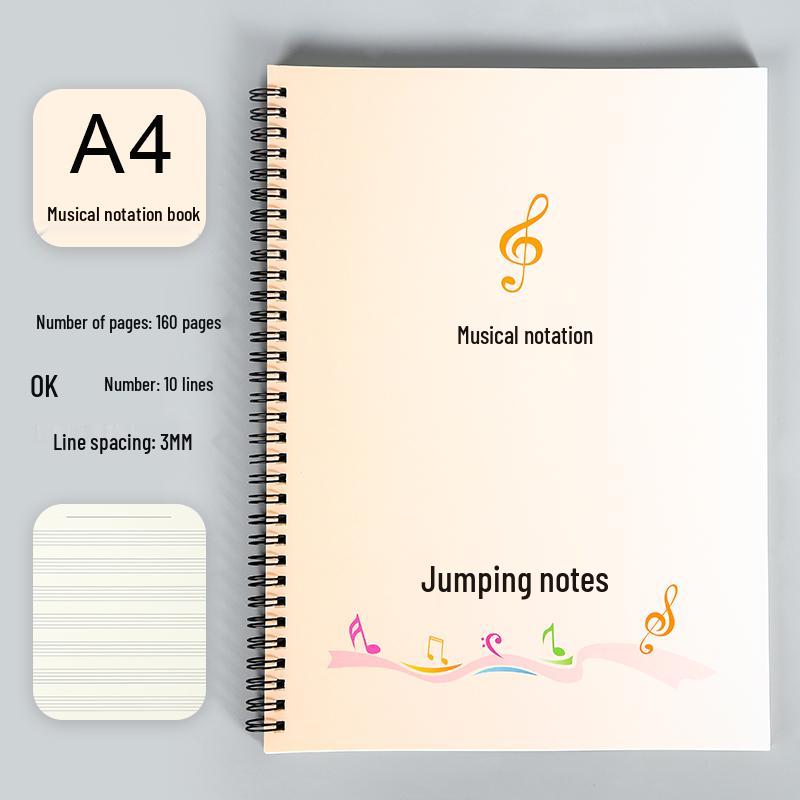 

Професійний нотний зошит для практики для учнів - Великий, Середній, Малий - Потовщений нотний папір для фортепіано