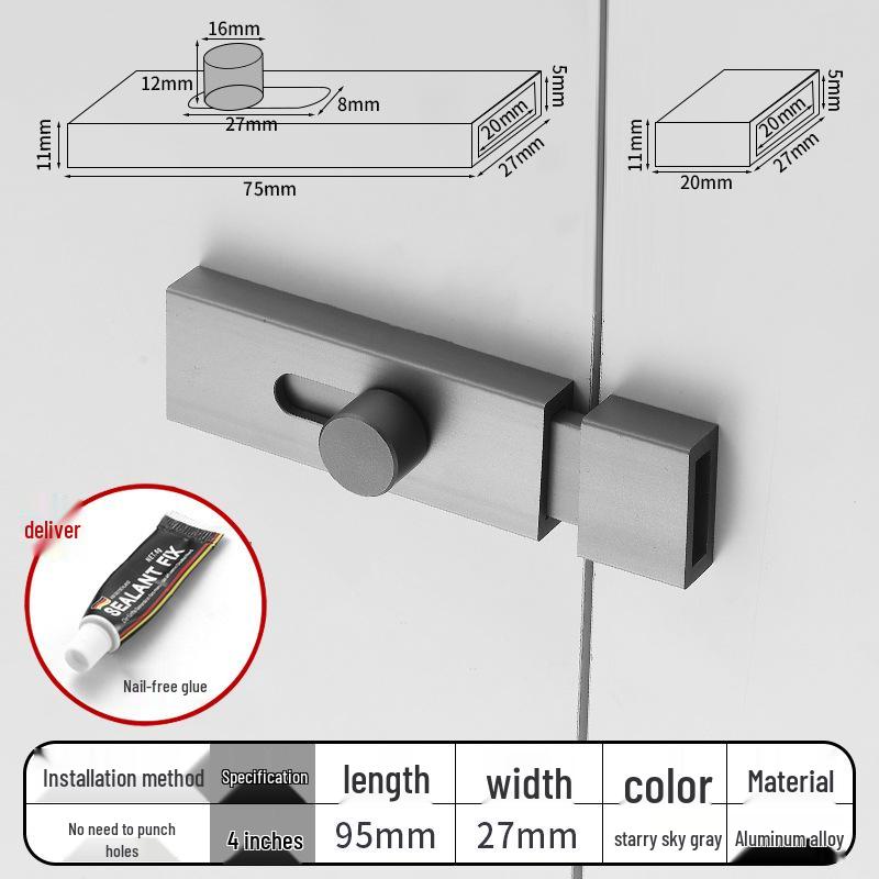No-Drill Bathroom Door Latch: Simple Lock for Toilet & Sliding Doors