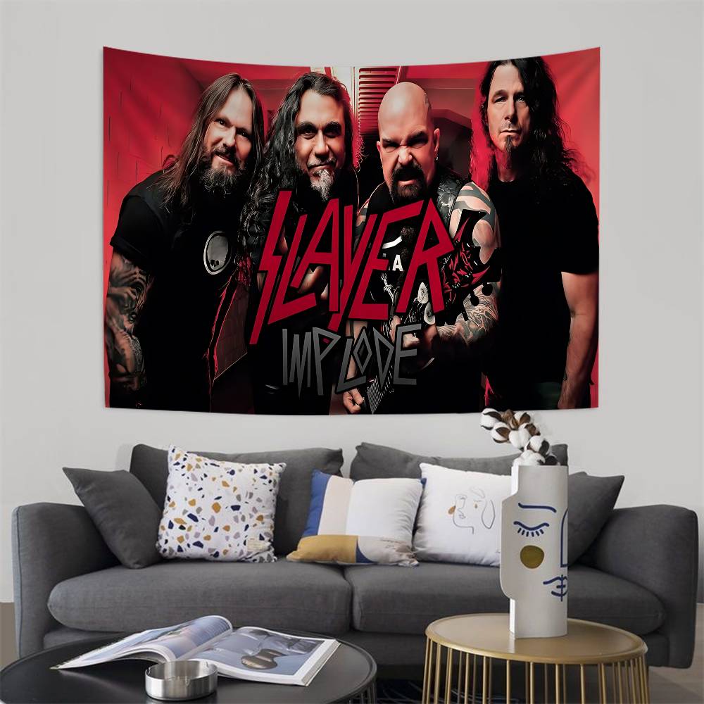 SSlayer HHeavy MMetal Band Cartoon Tapestry Art Science Fiction Room Home Decor Wall Hanging Home Decor