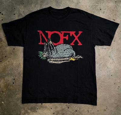 NOFX Band Logo with Rat T-shirt, Unisex Black T-shirt, Size S-5XL
