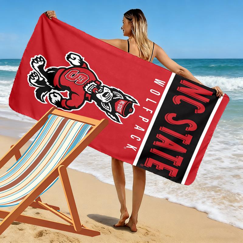 Serviette de plage Wolfpack de l'État de Caroline du Nord, Grande Serviette Douce à Séchage Rapide pour Plage Camping Natation