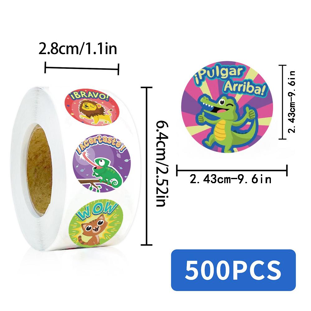 500PCS Animal Stickers Roll Sticker Phone Suitable for Stationery Laptop Luggage Modern Teacher Encouragement Gifts PVC Decor
