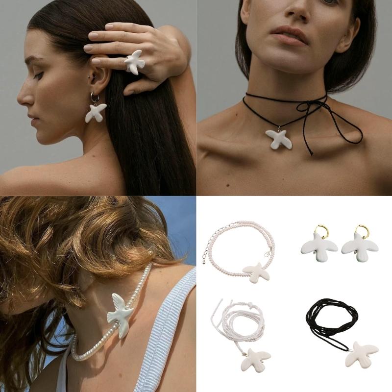 Elegant White Peace Doves Necklace Symbolizing Love and Hope Stylish Drop Earrings Suitable for Women and Girls Present