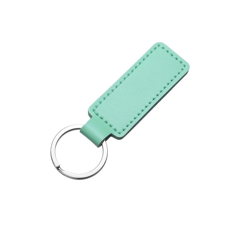 10 Colors Bright PU Leather Keychain Double-sided Car Thread Small Gift Metal Pendant PU Key Chain Simple KeyChains Keyholde