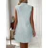 Women's Fashion Summer Spring Stripe Print Sleeveless POLO Neck Loose Waistline Casual Dresses