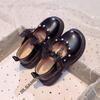 Girls leather shoes bow pearl princess shoes 2025 autumn new children's single shoes soft sole girls performance shoes