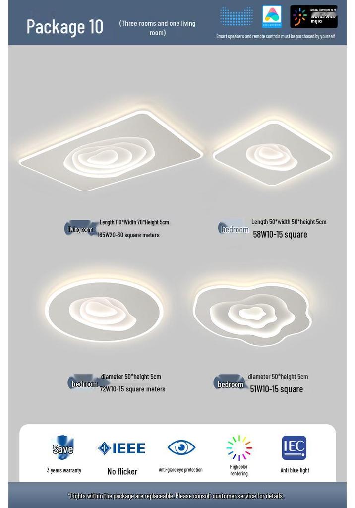 Minimalist Cloud-Shaped Ceiling Light with Mijia Smart Support for Living Room
