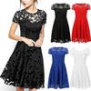 Womens Lace Floral Prom Swing Dress Bridesmaid Wedding Cocktail Dress Mini